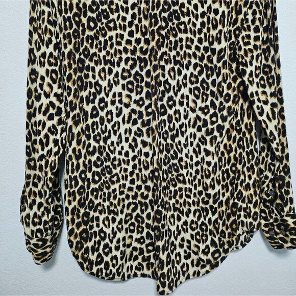 Equipment Femme Mob Wife Leopard Printed Button Down Blouse 100% Silk Size XS - Picture 12 of 15